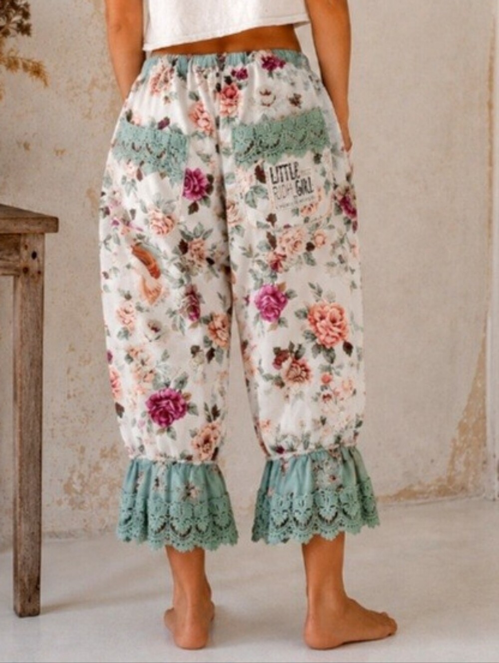 Bloomers Victorian Pants Vintage Cottage Ruffles Venus Patchwork Antique Lace - Picture 9 of 12